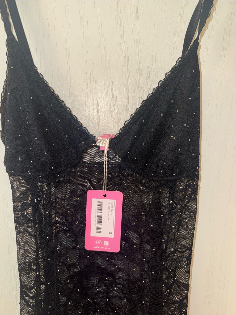 Edikted rhinestone sheer lace mini slip dress - Picture 2 of 4
